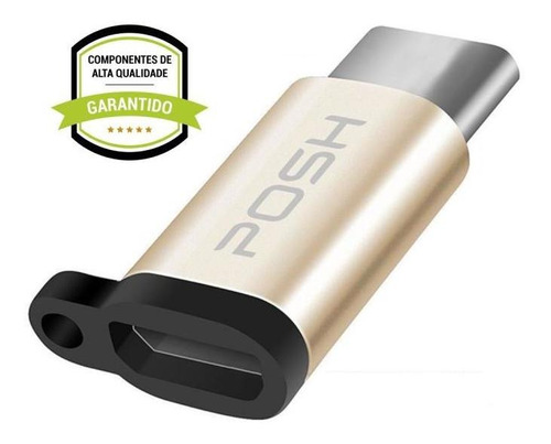 Adaptador Posh Micro Usb Para Type C Em Metal Com Cordao Gd