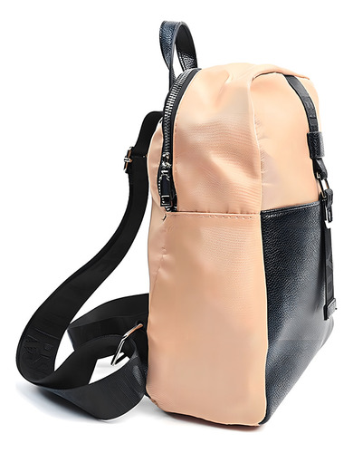 Mochila Canva Casey em nylon e couro PU cor bege