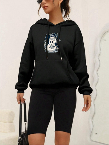 Sudadera Hoodie Mujer Con Capucha Estampada Creative Snowman
