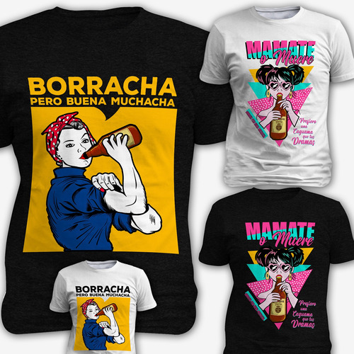 Vector Playera Borracha Buena Muchacha. Editable