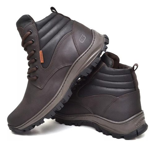 Botina Com C.a Em Couro Masculino Bota Gogowear + Pal. Gel