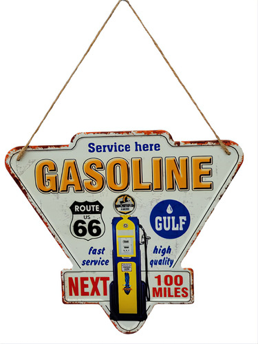 Chapa Retro Triangular Con Relieve Surtidor Gasoil Gasolina