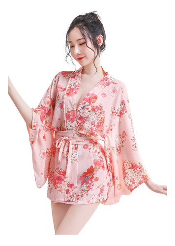 Bata De Baño Con Estampado Floral En A Para Mujer, Conjunto