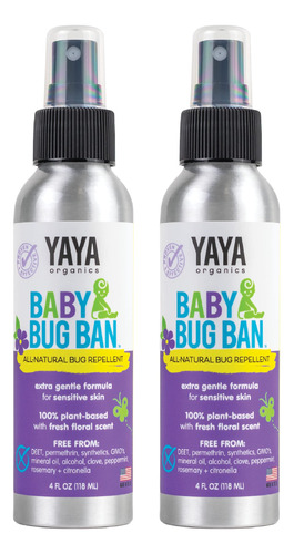 Yaya Organics Baby Bug Ban - Repelente Totalmente Natural Y 