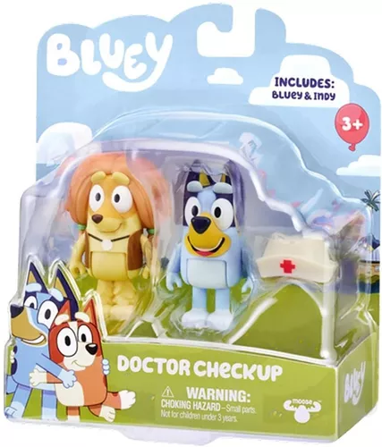 Set 2 Muñecos Bluey Y Indy - Doctor Checkup Moose 