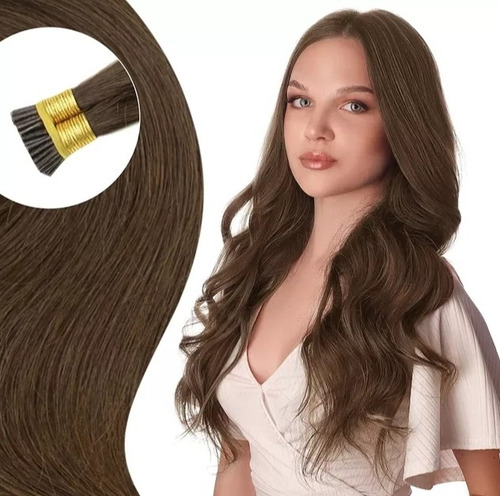 50 Mechas Extensión Cabello Natural 100% Humano I-tip 50cm