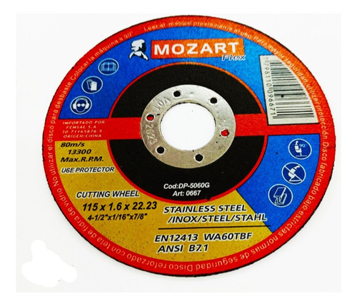Disco De Cortese Hierros  115mm X 1,6 Mozart Pack X 10u