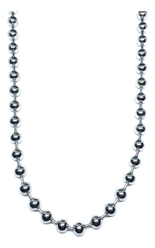 Imagen 3 de 3 de Cadena Tipo Bola Militar 6mm Acero Inoxidable Plateado 70 Cm