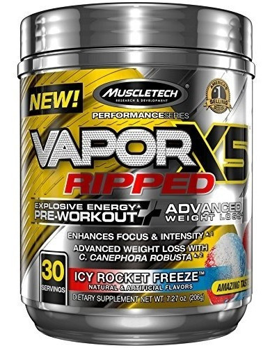 Pre Entreno Muscletech Vapor X5 Ripped Termogénico 30 Servs Sabor Icy rocket freeze