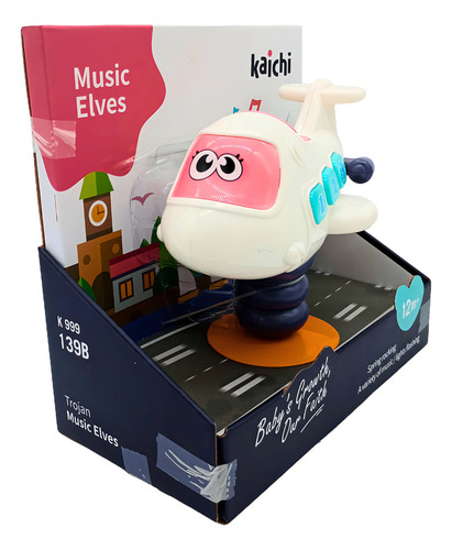 Sonajero Bebe Avion Con Sopapa Para Mesa Con Luz Y Sonido Color Blanco Diseño Avion Musical