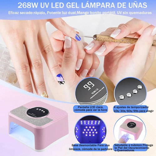 Lámpara De Uñas Uv Led Profesional 268w Secadora De Uñas
