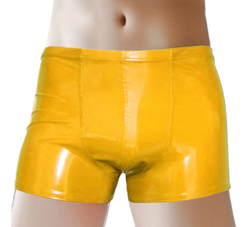 Bright Pu Leather Pants Boxed Flat Knit Briefs