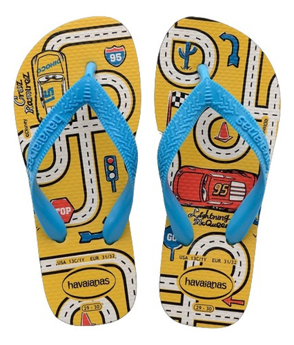 Ojotas Niños Havaiana Original | Slim Auto Cars | Amarillo