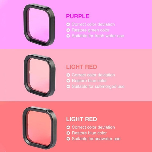 Imagen 4 de 8 de Pack 3 X Filtros De Agua Para Case De Gopro Hero 9 Black