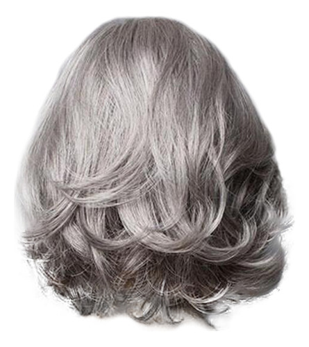 Peluca De Moda Para Mujer En Forma De X, Pelo Sintético Gris