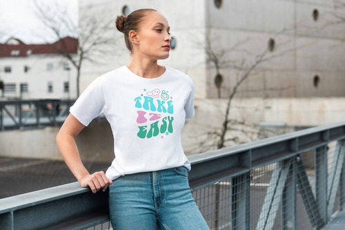 Playera Mujer Frase Take It Easy - Moda - Happy Face