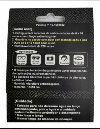 Lenço Antifog/outfog Antiembaçante Para Óculos