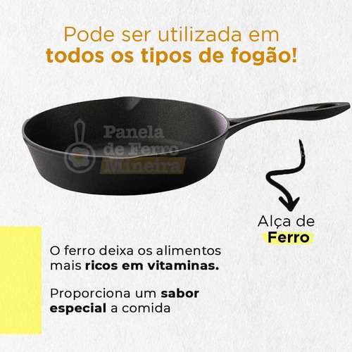 Frigideira De Ferro Fundido Pequena 20cm | Envio Expresso Preto