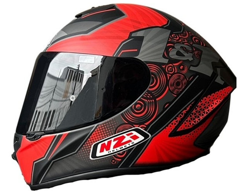 Casco Integral Nzi Visor Simple Trendy 1&1 Negro Y Rojo Mate