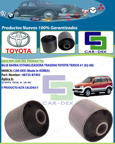 Buje Barra Estabilizadora Trasera Toyota Terios #1 (02-08)