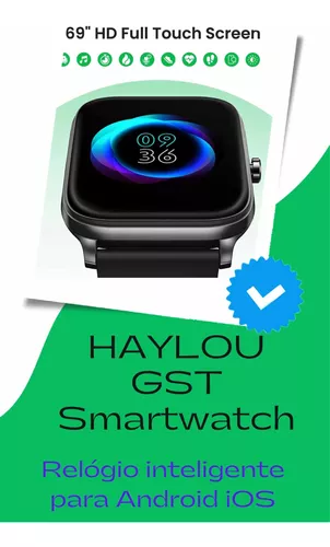 HAYLOU GST Smartwatch, 1,69 tela sensível ao toque para homens e mulheres,  SpO2, fmonitor de frequência cardíaca, IP68 Relógio esportivo, Relógio