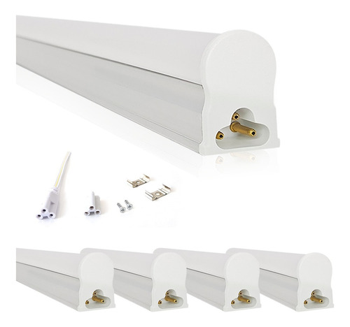 Kit 5 Led Tubular T5 30cm 6w C/ Calha Completa 4000k Neutro Cor Da Luz Branco-neutro 110v/220v