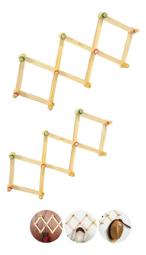 X2 Perchero  Pared Madera Perchero Pared Acordeon 10 Ganchos