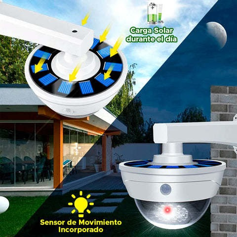 Imagen 9 de 9 de Kit X 2 Focos Led Solares Con Sensor Tipo Cámara Domo Falso