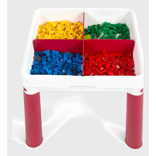 Juego de mesa y banco infantil Keter rojo y azul de Constru Kids