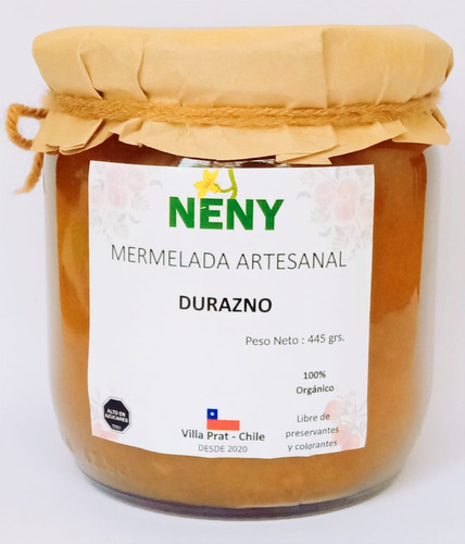 Mermelada Artesanal De Durazno, Frasco De 445 Grs, Neny