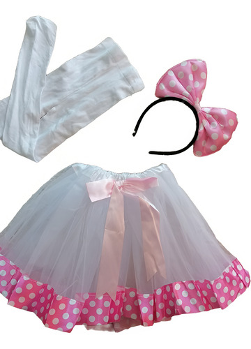 Falda Tutu Minnie Mouse Con Lazo Y Panty Blanca, Disfraz