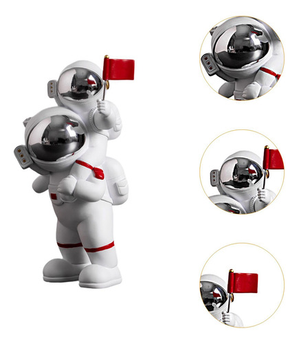 Adorno De Con Bandera, Figura De 11,5x10x20cm Plata Y