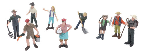 Mt Muñecos De Granjero Simulados Farmer Models, 9 Piezas