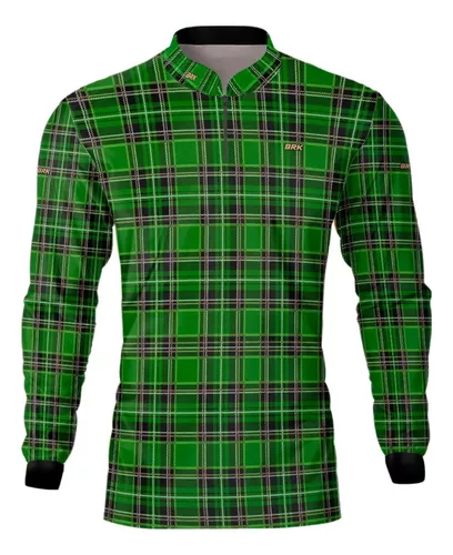 Camisa Camiseta Country Masculina Xadrez Verde Brk Com Uv50+