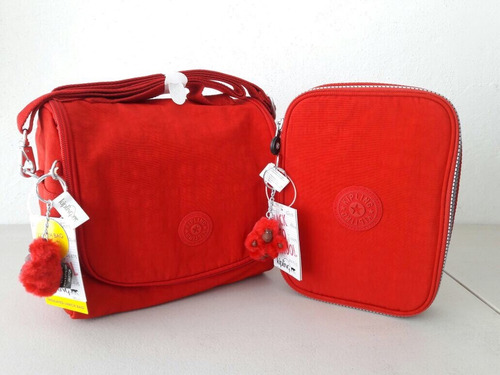 Kipling Set Escolar Lonchera Y Lápicera Originales Rojo