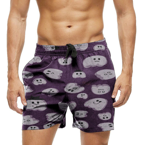 Short Praia Shorts Banho Bermuda Verão Fantasma Chapéu 220