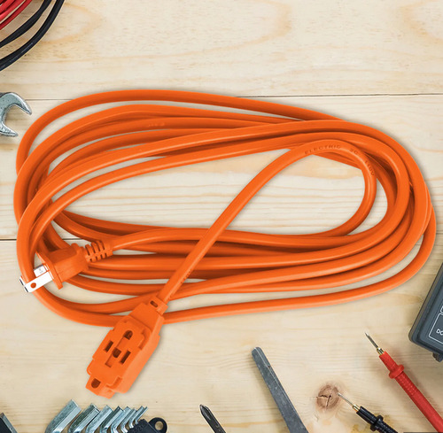 Extension Eléctrica De Uso Rudo Extencion Multicontactos Electricos 20 Metros 3 Contactos Aterrizados Color Naranja Calibre 16 Sjt 2x16 Awg 1.31 Mm2 60hz 60 Grados C, 13a