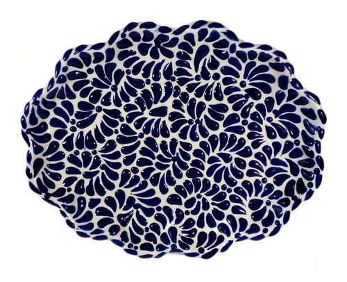 Charola Concha De Talavera Poblana Barroca 27 Cm Plumeado #3