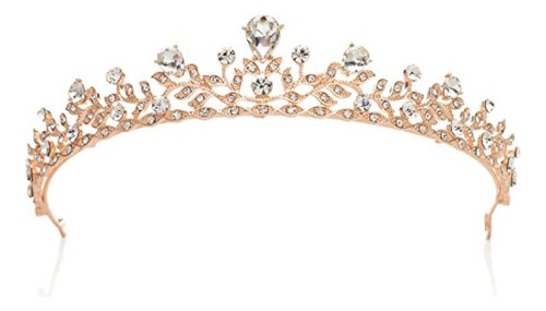 Sweetv Crystal Crown Princess Tiara Diadema Rhinestone Leaf 