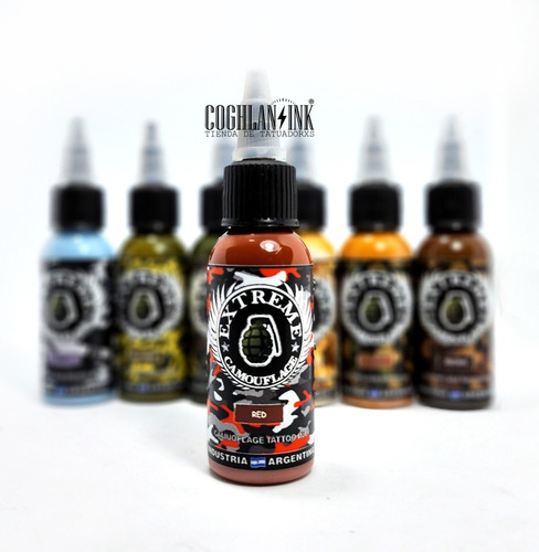 Imagen 9 de 10 de Tinta Tattoo Extreme Set Camouflage X 7oz Tatuajes Tatuar