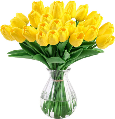 Tulipán Artificial Color Amarillo En Ramo Pubamall - Pack Por 30 Unidades