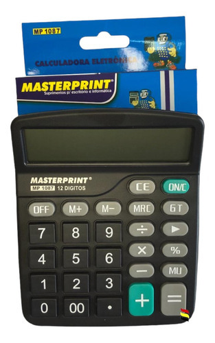 Calculadora Masterprint Mp1087 12 Dígitos Cor Preto