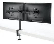 Comprar Soporte para 2 Monitores de 13” a 32” Pulgadas, Base Ajustable para Escritorios de 1 a 9 cm de Grosor, Resiste Hasta 8 kg por Lado, Rotación 360°, Fácil de Colocar, Incluye Kit de Instalación