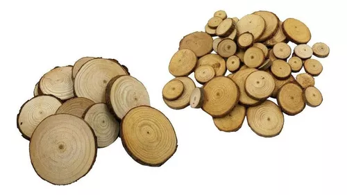  Rebanadas de madera grandes, troncos redondos de pino