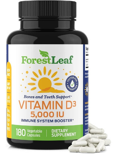 Vitamina D3 5000 Ui (125 Mcg) Forestleaf 180 Capsulas