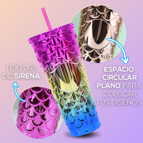 Termo Multifuncional Vaso Texturizado Diseño De Sirena 750ml Rojo