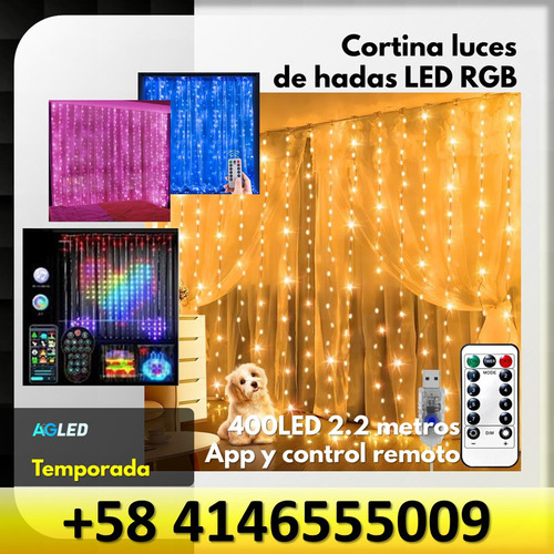 Cortina Luces De Hadas Led Rgb 400led 2x2mt App