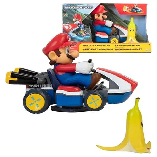 Vehiculo 13cm. Kart 360° Mega Giros Con Banana Mario