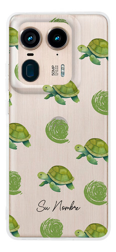 Funda Para Motorola Para Mujer Patrón Tortugas Con Tu Nombre