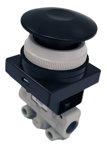 Válvula Botón Pulsador Hongo Negro 3/2 Mando Manual Rc 1/8